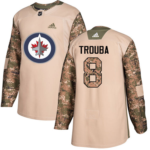 Adidas Jets #8 Jacob Trouba Camo Authentic Veterans Day Stitched NHL Jersey - Click Image to Close